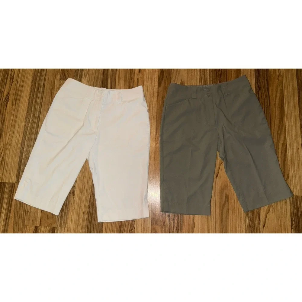 Nike‎ Golf Fit Dry Athletic Bermuda Shorts Women's Sz 4 Lot White Green